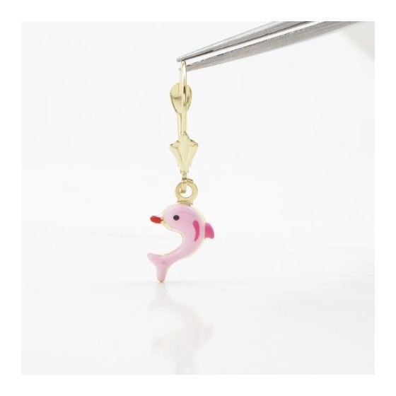 14K Yellow gold Dolphin chandelier earrings for Children/Kids web405 2