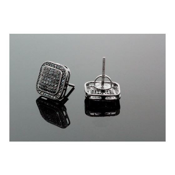 Sterling Silver Unisex Fashion Square Hand Set Stud Earrings ME0224d 2