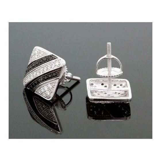 Sterling Silver Unisex Fashion Square Hand Set Stud Earrings ME0227 2