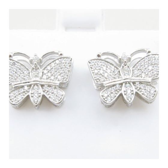 Womens .925 sterling silver White butterfly earring 3 MLCZ270 4mm thick and 15mm wide Size 2