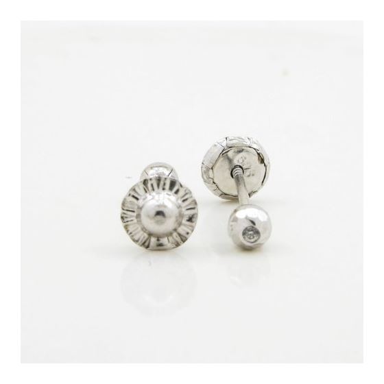 14K White gold Round cz stud earrings for Children/Kids web126 2