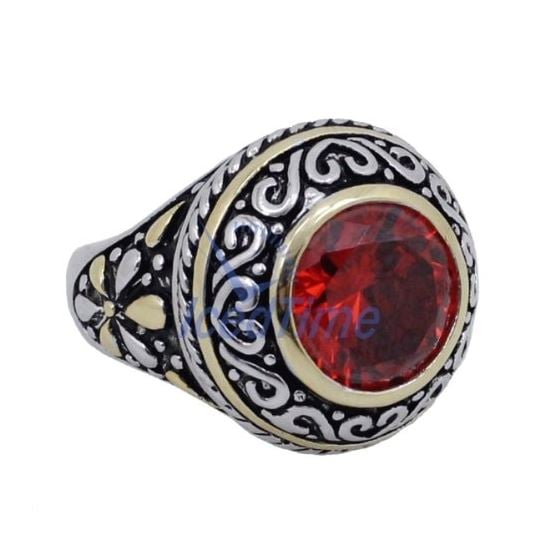 "Ladies .925 Italian Sterling Silver Ruby Red synthetic gemstone ring SAR46 6