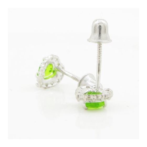 14K White gold Heart cz stud earrings for Children/Kids web244 4