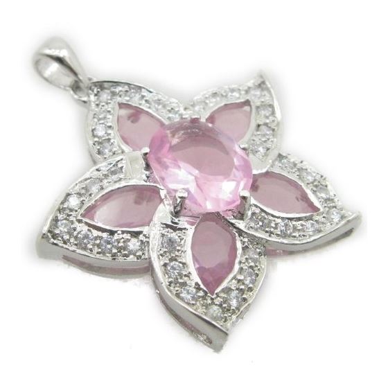 Ladies .925 Italian Sterling Silver Starfish Pendant with Pink Stone Length - 1.42in Width - 1.14in 