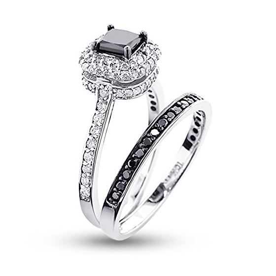 10K White Black 1.2 Ctw Diamonds Unique Bridal E-2