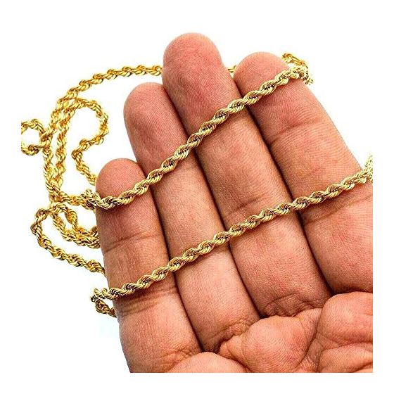 10K YELLOW Gold HOLLOW ROPE Chain - 18 Inches Long 3.3MM Wide 2