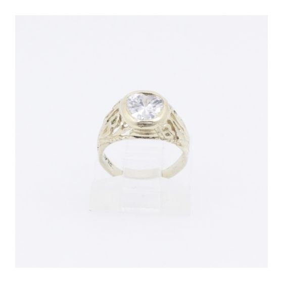 10k Yellow Gold Syntetic white gemstone ring ajr8 Size: 2 2