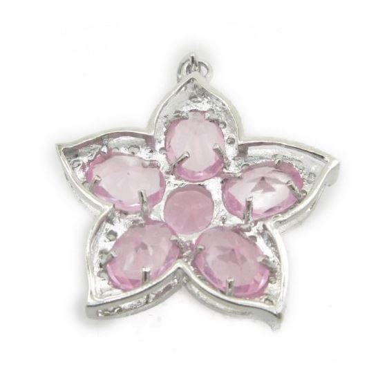 Ladies .925 Italian Sterling Silver Starfish Pendant with Pink Stone Length - 1.42in Width - 1.14in 