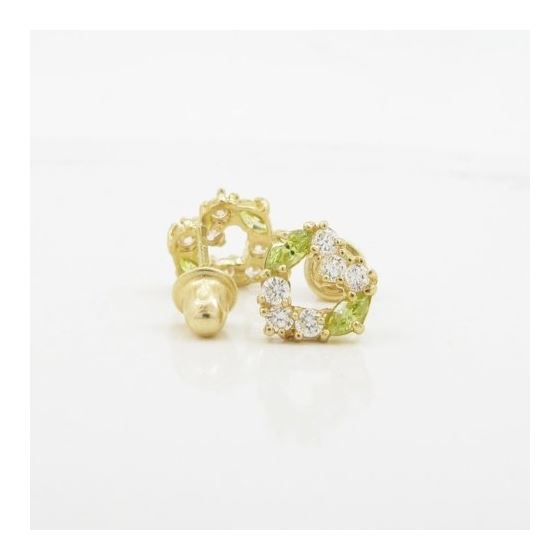 14K Yellow gold Heart fancy cz stud earrings for Children/Kids web435 2