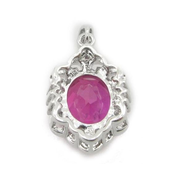 Ladies .925 Italian Sterling Silver chandelier pendant with pink stone Length - 27mm Width - 14mm 4