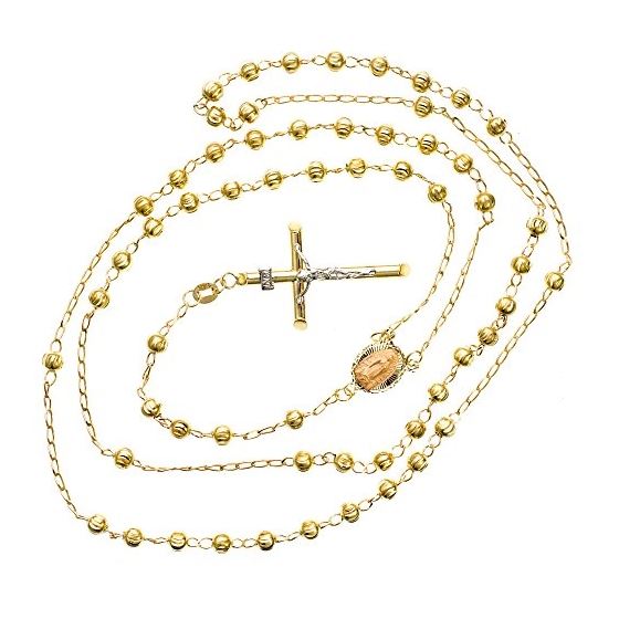 14K YELLOW Gold HOLLOW ROSARY Chain - 30 Inches Long 4.03MM Wide 2