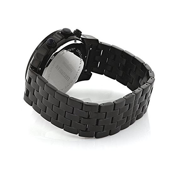 Luxurman Watches: Phantom Black Genuine Diamond Watch for Men 2.25ct Steel Band 2