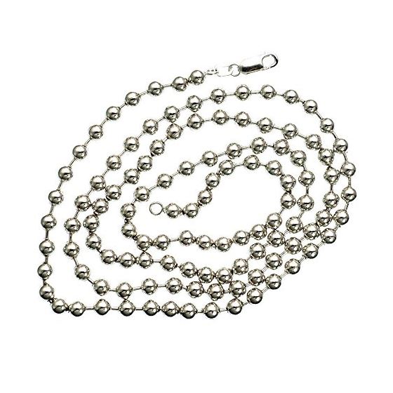 14K WHITE Gold SOLID BALL Chain - 32 Inches Long 5MM Wide 2