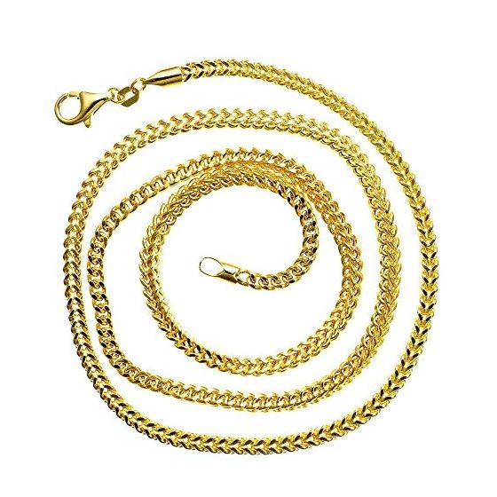 14K YELLOW Gold HOLLOW FRANCO Chain - 22 Inches Long 3MM Wide 2