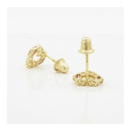 14K Yellow gold Heart fancy cz stud earrings for Children/Kids web433 4