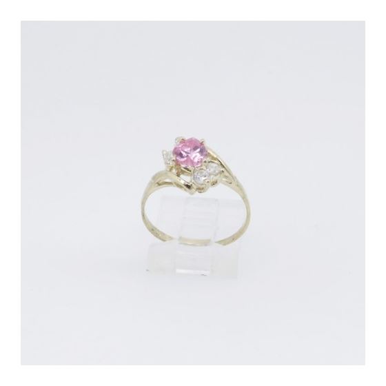 10k Yellow Gold Syntetic pink gemstone ring ajr53 Size: 8 2