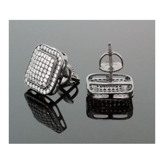 Sterling Silver Unisex Fashion Square Hand Set Stud Earrings ME0223b 2