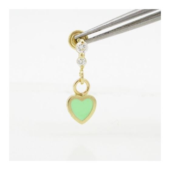 14K Yellow gold Thin heart cz chandelier earrings for Children/Kids web507 2