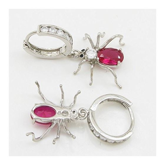 Womens Pink precious stone spider chandelier earring Silver8 4