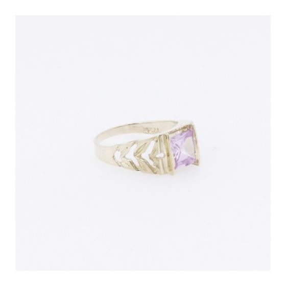 10k Yellow Gold Syntetic pink gemstone ring ajjr52 Size: 2.25 4