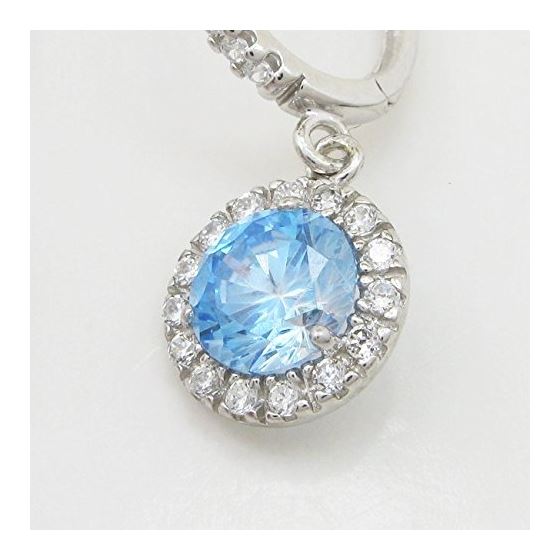 Womens Light blue cubic zirconia drop cz chandelier earring Silver15 2