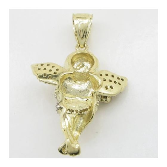 Mens 10k Yellow gold Yellow gold angel praying cz pendant LIGS9 4