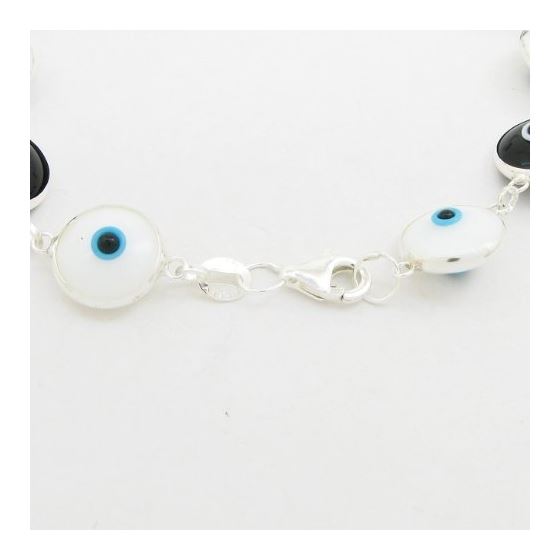 Womens Sterling silver White and black evil eye bracelet 2