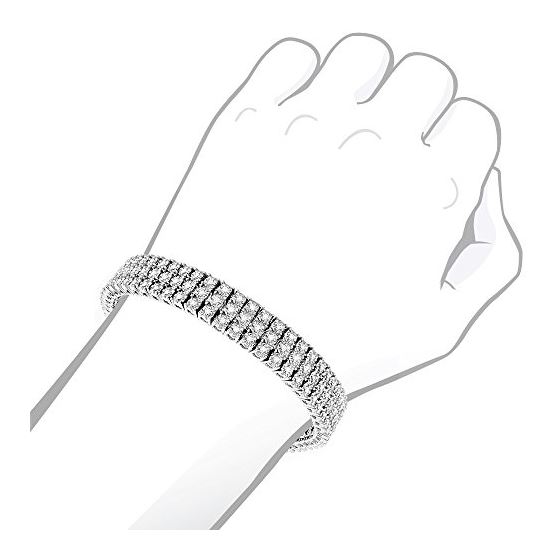 10K 3-Row Prong Set Natural Diamond Bracelet For-4