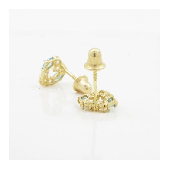 14K Yellow gold Heart fancy cz stud earrings for Children/Kids web437 4