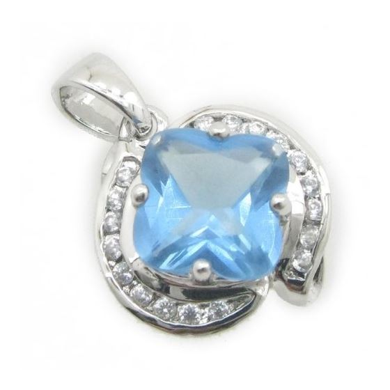 Ladies .925 Italian Sterling Silver fancy pendant with blue stone Length - 20mm Width - 14mm 2