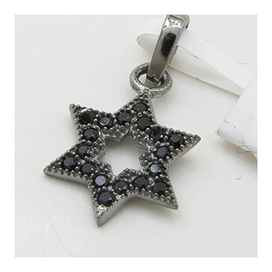 Womens Black star of david black cz pendant Silver37 2