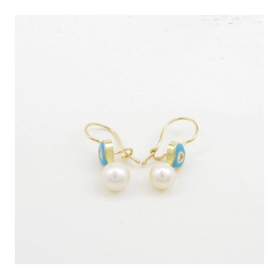 14K Yellow gold Heart and pearl hoop earrings for Children/Kids web50 2