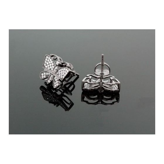 Sterling Silver Butterfly Fashion Hand Set Stud Earrings ME0209 2