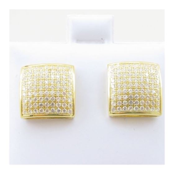 Mens .925 sterling silver Yellow 9 row square earring MLCZ103 5mm thick and 11mm wide Size 2