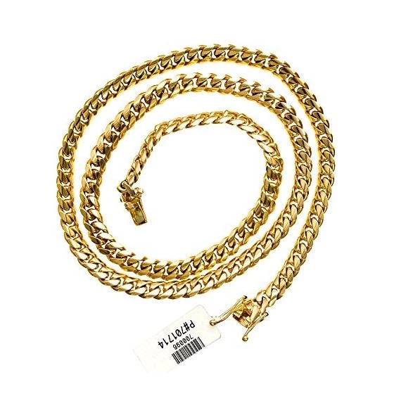 "14K YELLOW Gold MIAMI CUBAN SOLID CHAIN - 26"" Long 7.7X3MM Wide 2"