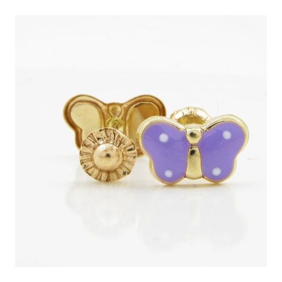 14K Yellow gold Butterfly stud earrings for Children/Kids web234 2