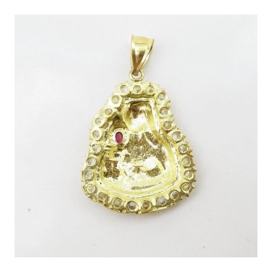 Mens 10k Yellow gold Red and white gemstone mary charm EGP73 4