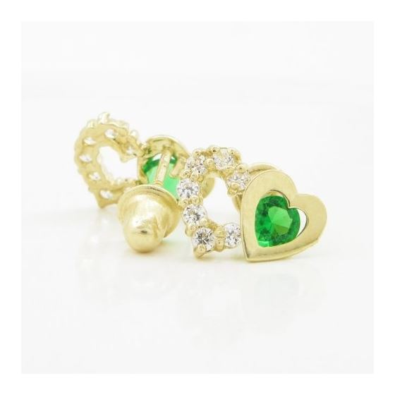 14K Yellow gold Dual heart cz stud earrings for Children/Kids web291 2