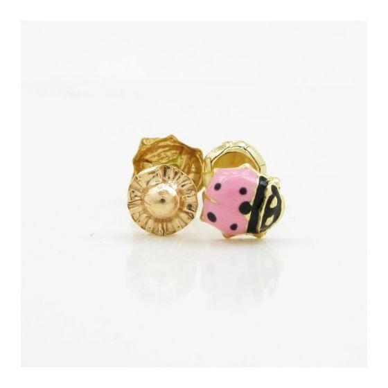 14K Yellow gold Bettle stud earrings for Children/Kids web162 2