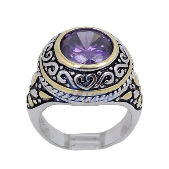 "Ladies .925 Italian Sterling Silver Purple Violet synthetic gemstone ring SAR48 6