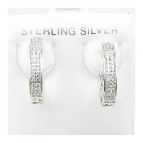 Womens .925 sterling silver White hoop earring 2mm thick and 4mm wide Size 2