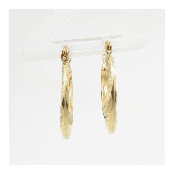 10k Yellow Gold earrings Fancy puff bamboo gold earrings AGBE71 2