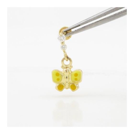 14K Yellow gold Butterfly cz chandelier earrings for Children/Kids web384 2