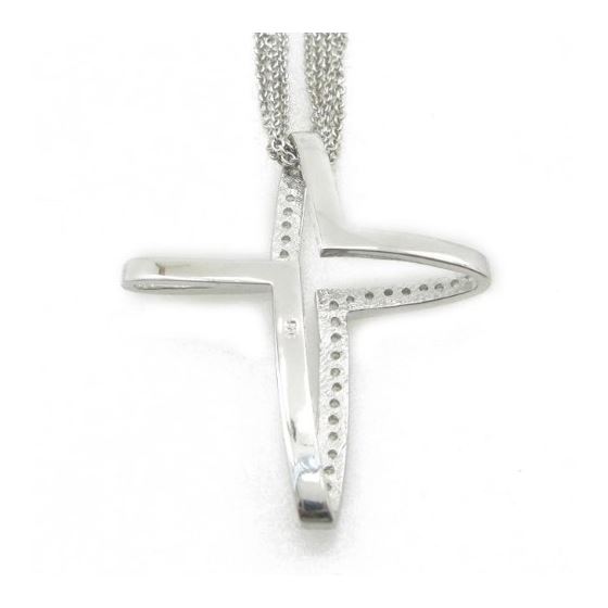 "Ladies .925 Italian Sterling Silver Opened Designer Cross 16"" Chain Length (Pendant L-1.92in