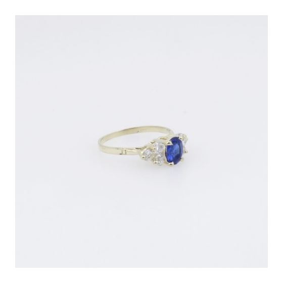 10k Yellow Gold Syntetic blue gemstone ring ajr18 Size: 7 4