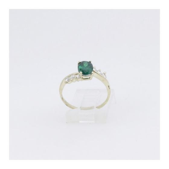 10k Yellow Gold Syntetic green gemstone ring ajr8 Size: 8 2