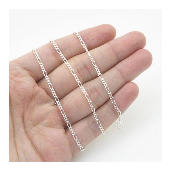 Silver Figaro link chain Necklace BDC74 4