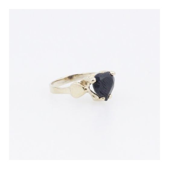 10k Yellow Gold Syntetic black gemstone ring ajjr38 Size: 1 4