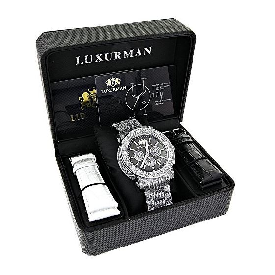 Oversized Escalade Iced Out Mens Diamond Watch by Luxurman 2ct w/ Chronograph 4
