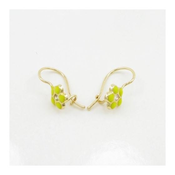 14K Yellow gold Flower cz hoop earrings for Children/Kids web28 2